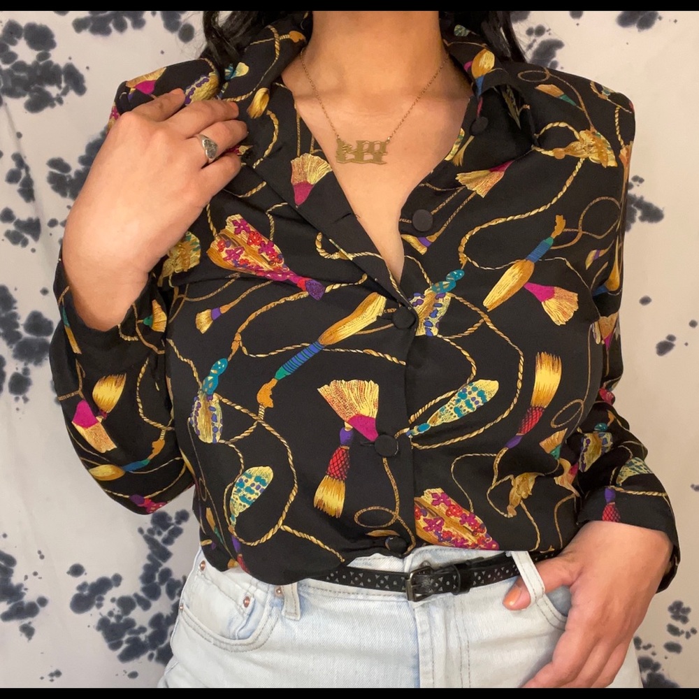 Vintage Christie and Jill Tassle Pattern Blouse